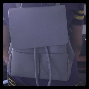 Zara Grey Leather Backpack